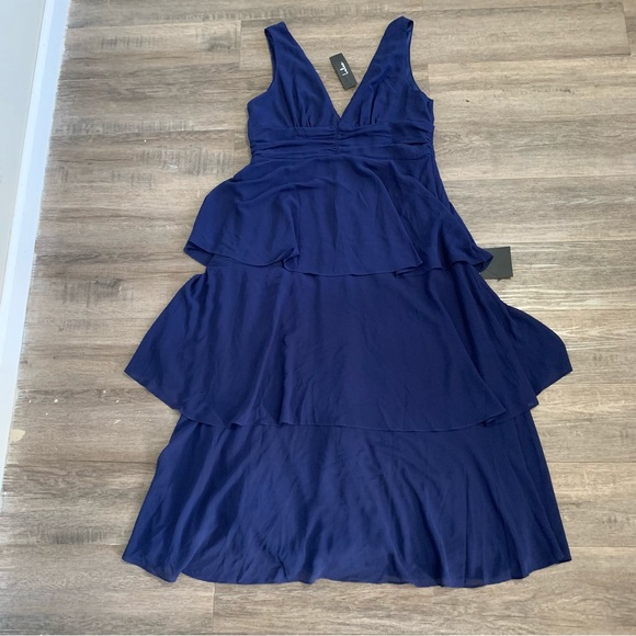 NWT lulus celebration time navy blue sleeveless tiered midi dress size XL - Picture 4 of 7